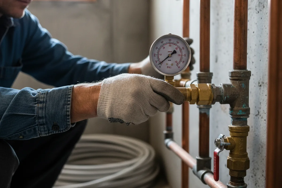 Pressure testing a repaired line during Water Line Repair in Cortez